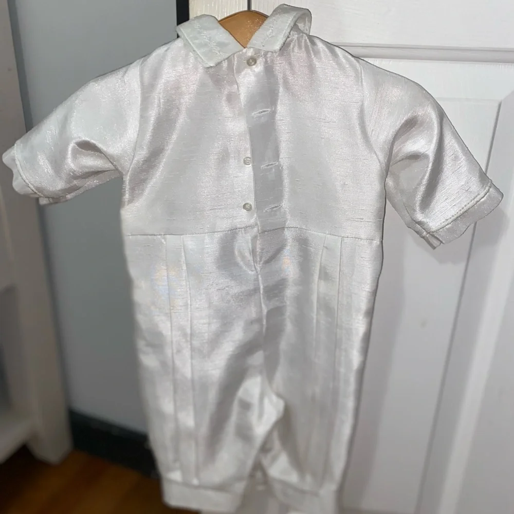Piccolo Bacio 6M Silk Baptism Outfit – Made in USA | includes hanger. (Boys)